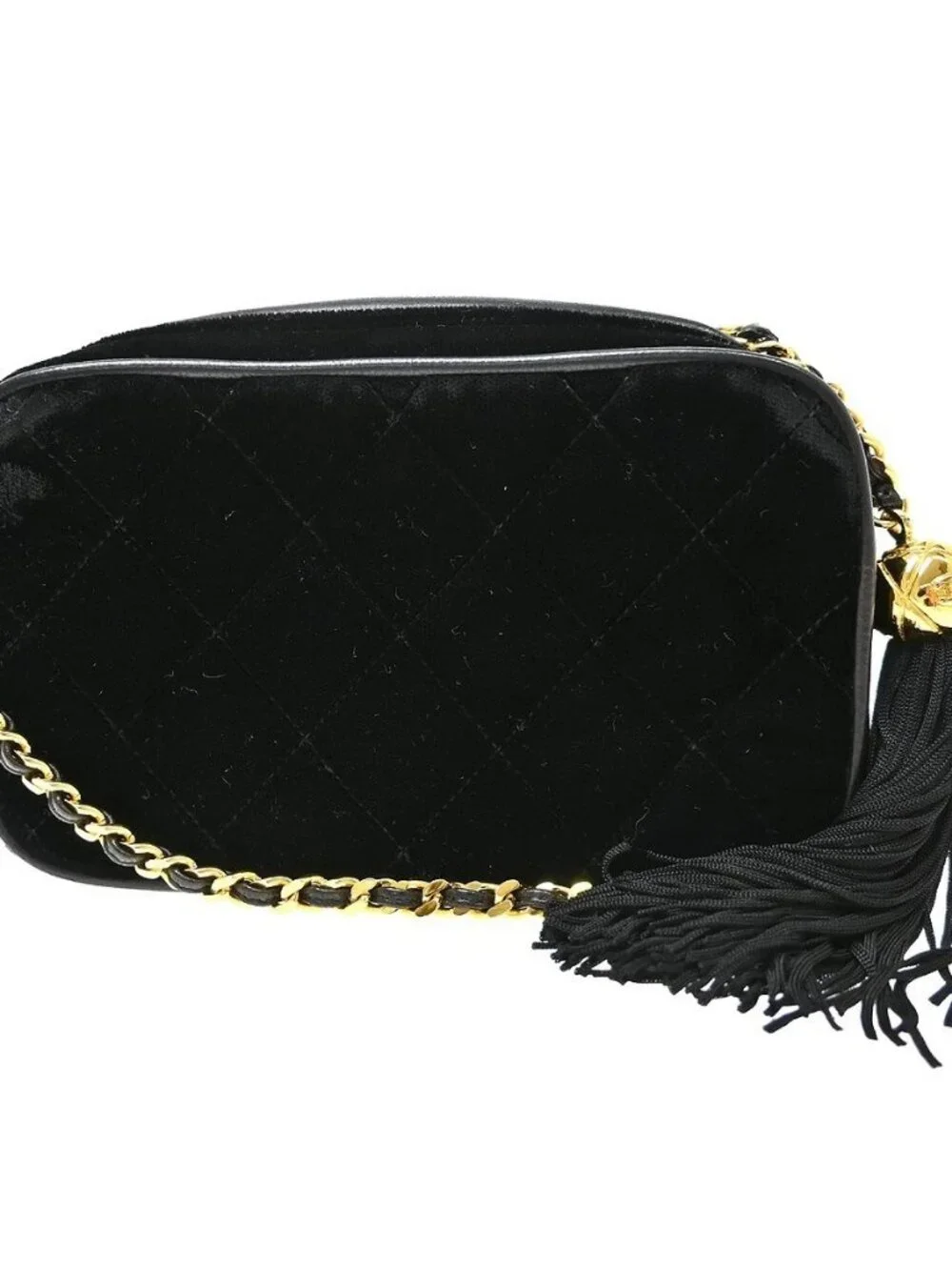 Best08 Chanel Black Velvet Shoulder Bag KQ01746